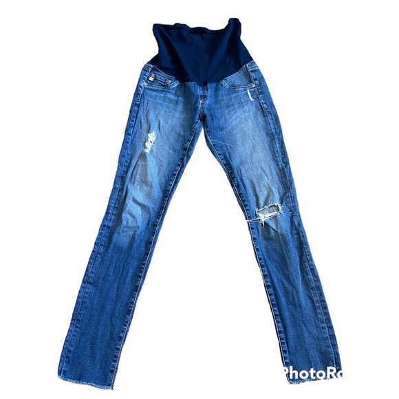 Ag Adriano Goldschmied Pants - AG Adriano Goldschmied Maternity Medium Wash Jeans Distressed 26R